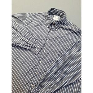 Brooks Brothers Large Grey Striped Sport Shirt Preppy Office Casual County Club